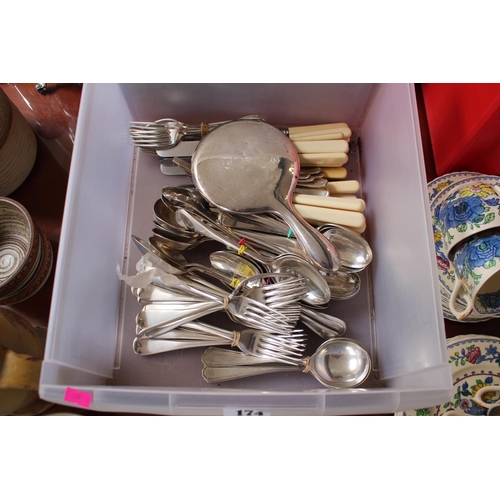 174 - Collection of A1 Plated Flatware and a Silver Dressing table mirror