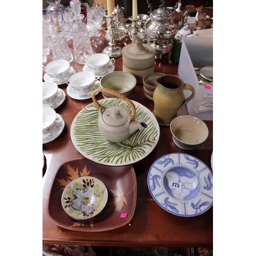 175 - Collection of assorted Studio Pottery inc. Teapot, Vase, Ewer and plates