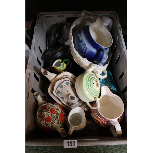 183 - Collection of 19thC and later Ceramics and a Pair of Potlids