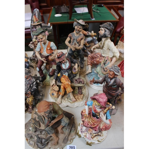 203 - Large collection of Capodimonte ceramic figures