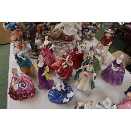 204 - Collection of Royal Doulton and Royal Worcester figurines inc. Victoria, Olga etc (11)