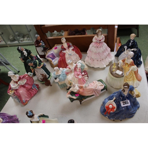 205 - Collection of Royal Doulton and Royal Worcester figurines inc. Elyse, Repose, Laurianne etc (11)