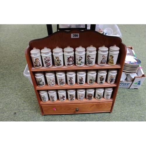 206 - M J Hummel collection of Spices on fitted rack