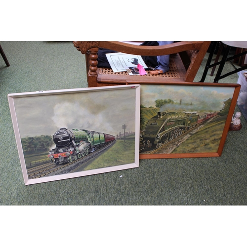 211 - 2 Oil on boards Les Perrin, The Standard Flyer 447 and Sir Ralph Wedgwood 60006 signed