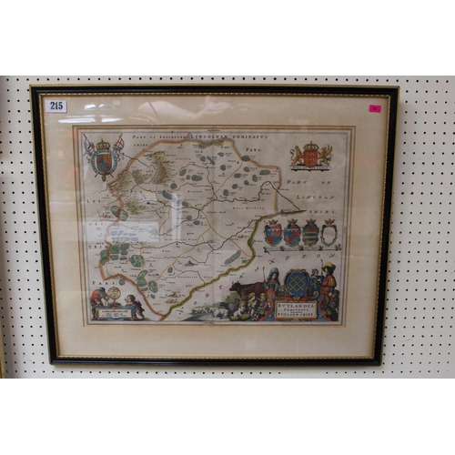 215 - Framed Antique Map of Rutland 'Rvtlandia'