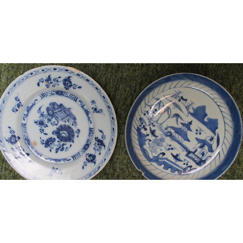 60 - Collection of 18thC and later Chinese Blue and White inc. Sleeve Vase, Plates, Ginger Jar etc