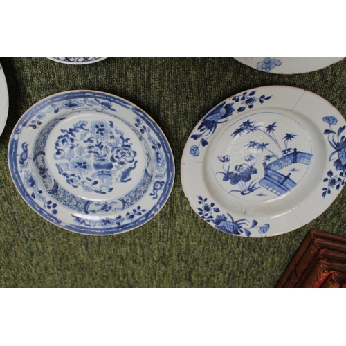 60 - Collection of 18thC and later Chinese Blue and White inc. Sleeve Vase, Plates, Ginger Jar etc