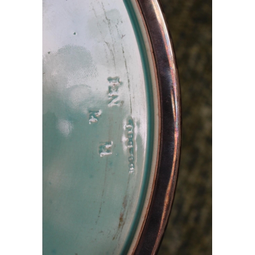 66 - 19thC Wedgwood Glazed salad bowl with servers. Silver plated rim by Hukin & Heath