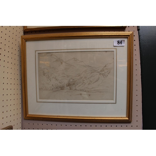 84 - David Cox Senior (1783-1859); Pencil sketch of Snowdon. 28 x 17cm. With Receipt from Park Galleries