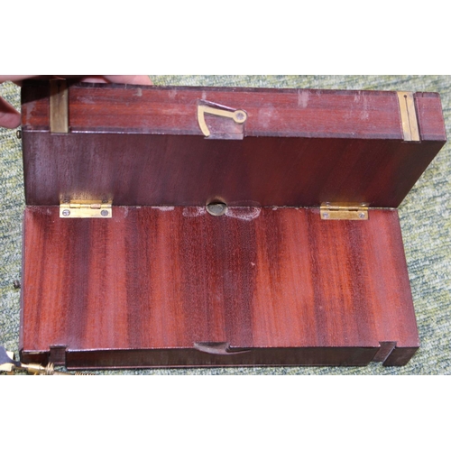 88 - Mahogany brass bound travelling optical instrument and a French brass glass cutter