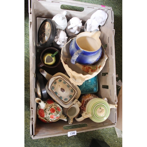 156 - Oval Silver plated tray with assorted Silver plated table ware and a Studio Pottery Vase