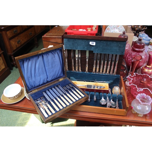 88 - Mahogany brass bound travelling optical instrument and a French brass glass cutter