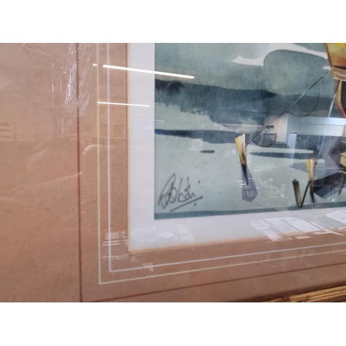 204 - 2 Watercolours by Robert W Inches Robertson dated 1983 and a Framed watercolour of a Architectural s... 