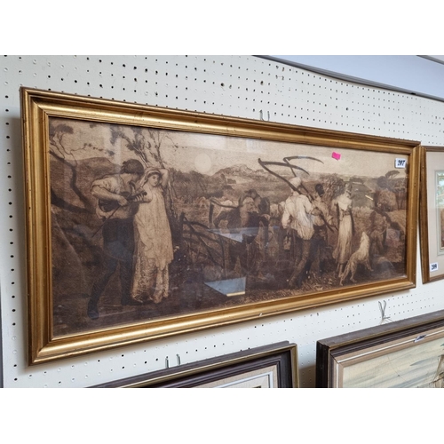 207 - Framed Engraving of Farm workers