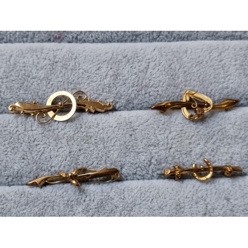 225 - Collection of 19thC and later 9ct Gold Bar brooches (4) 3.6g total weight