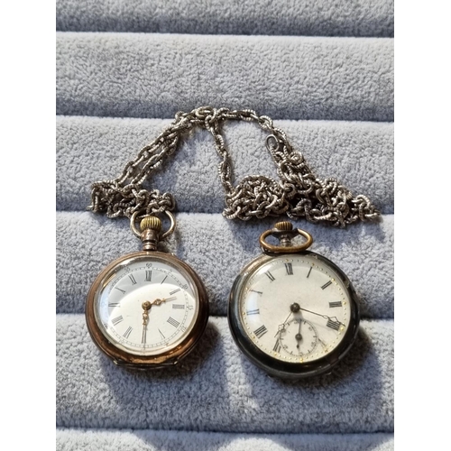 243 - 2 Edwardian Ladies Pocket watches and a chain