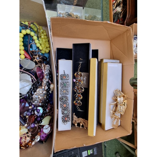 251 - 3 Boxes of assorted Costume jewellery inc. Necklaces, Bangles etc