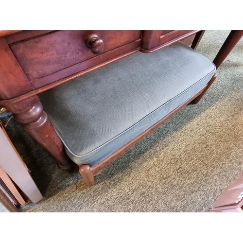 263 - Pair of Ercol Elbow chairs with green upholstery (very comfy) and footstool