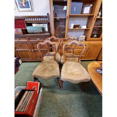 273 - Set of 4 Walnut framed Dining chairs with carved supports and slender legs