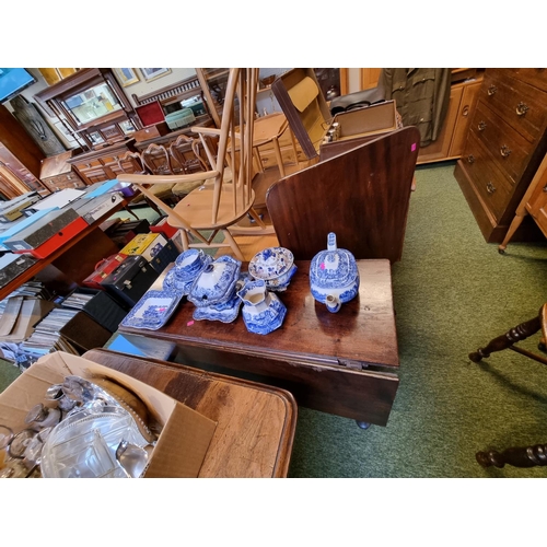 288 - 19thC Mahogany drop leaf table on slender legs and pad feet and a Tilt top Table