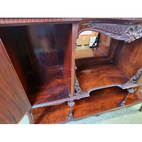 305 - Good Quality Late 19thC Rosewood Chiffonier base with serpentine front, highly carved with under tie... 