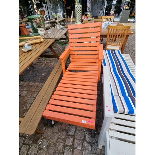 375 - Wooden Slatted Sun lounger