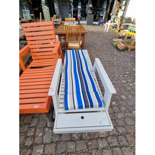 376 - Wooden Slatted Sun lounger