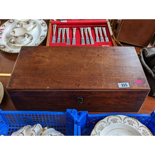 95 - 19thC Mahogany Writing slope with fitted interior with inkwells