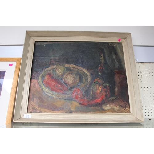 15 - Oil on board still life by John Heu Austrian artist. Signed to bottom right and dated 1955. With inf... 