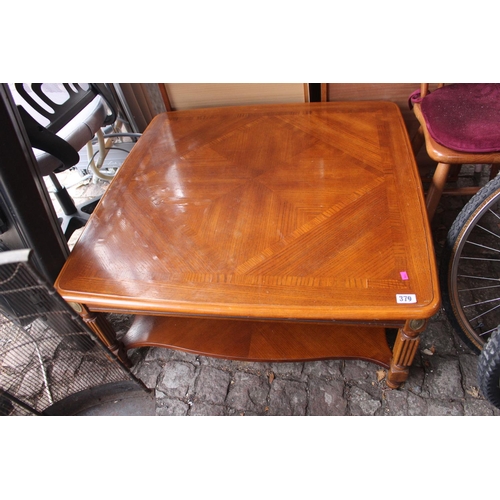 379 - Walnut Square coffee table with under tier