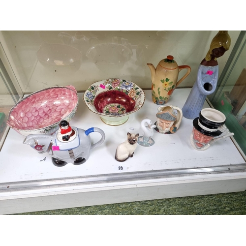 16 - Collection of assorted Ceramics inc. Wade Gymkhana Judith Wooton Teapot, Maling Bowl etc