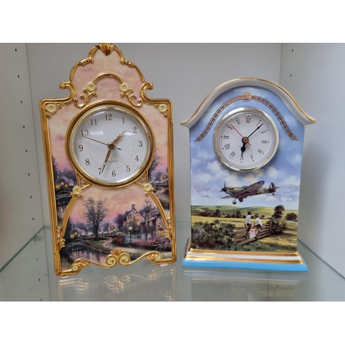 54 - Bradford Editions Heroes of the Sky A6902 and a Lamplight Lane Heirloom Porcelain clock by Thomas Ki... 