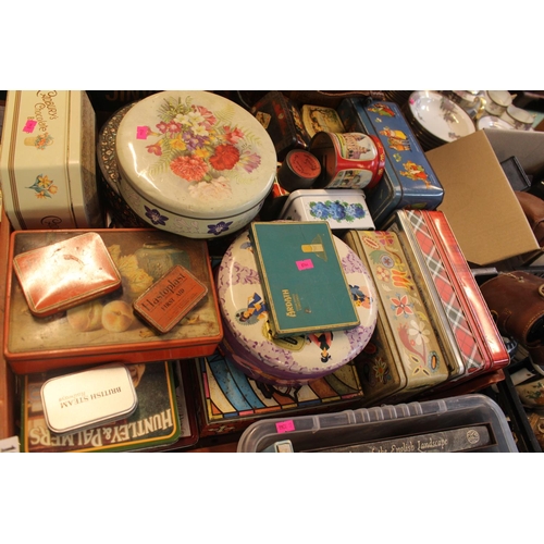 107 - Large collection of assorted Biscuit and other tins inc. Cadburys, Huntley and Palmer etc