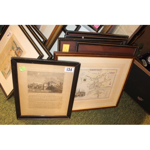 119 - Large collection of assorted framed Watercolours, Prints and engravings