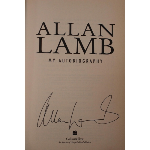 14 - Dennis Lillee the Autobiography Menace Signed and Allan Lamb My Autobiography Signed and another boo... 