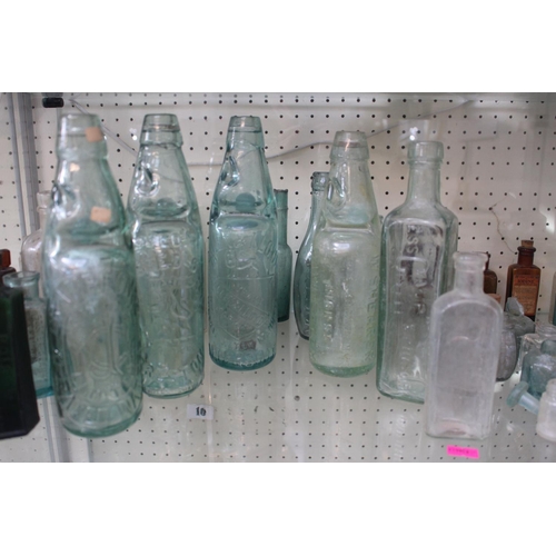 17 - Collection of Antique Bottles to include Seeds of Preston Codd bottle, green glass Poison not to be ... 