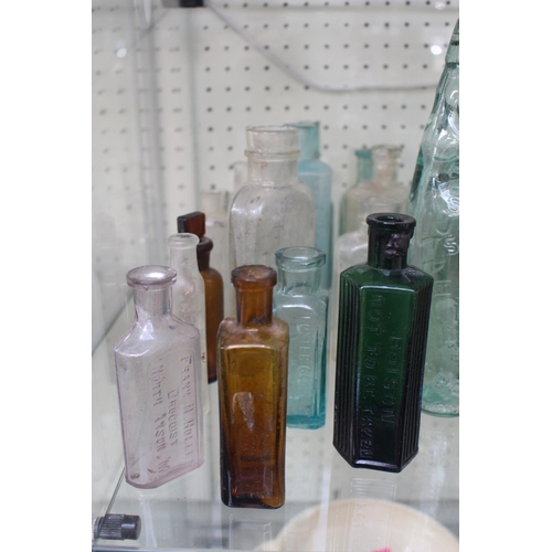 17 - Collection of Antique Bottles to include Seeds of Preston Codd bottle, green glass Poison not to be ... 