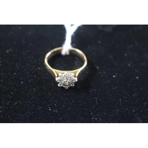 232 - Ladies 18ct Gold (tested) Diamond Cluster ring Size U. 5.5g total weight