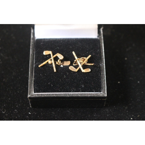 250 - Pair of 9ct Gold Golf Cufflinks 1.7g total weight