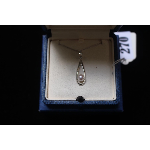 270 - Boxed Mikimoto Ladies Cultured Pearl pendant on chain