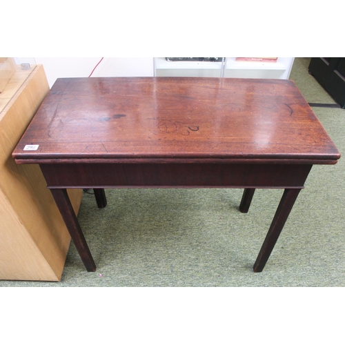 290 - Edwardian fold over Mahogany Card table on straight supports