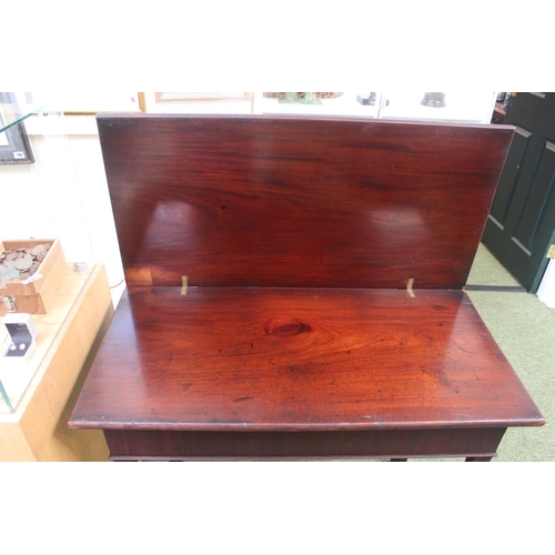 290 - Edwardian fold over Mahogany Card table on straight supports