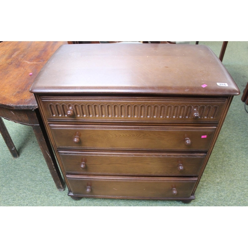 294 - Linenfold type chest of 4 drawers with turned handles