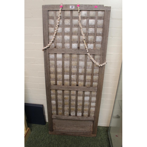 30 - Large wooden framed panel with abalone shell panels