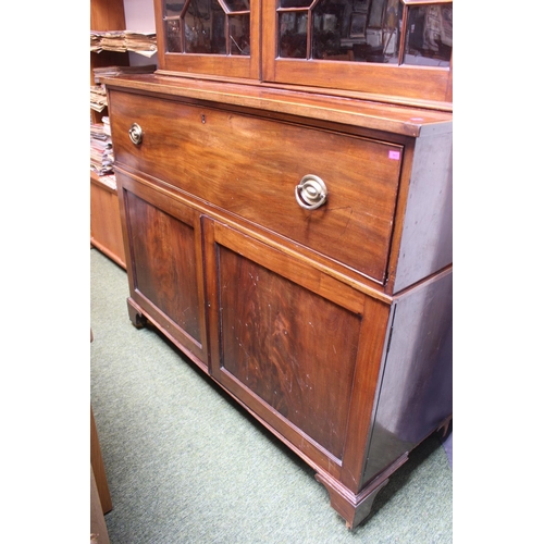 314 - 19thC Mahogany Glazed secretaire bookcase with fitted interior