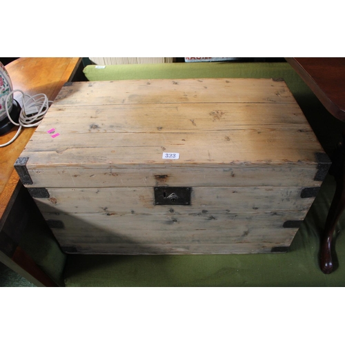 323 - Pine Blanket box with metal fittings