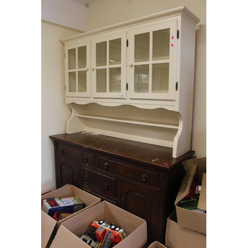 329 - Antique Oak dresser base with later painted top