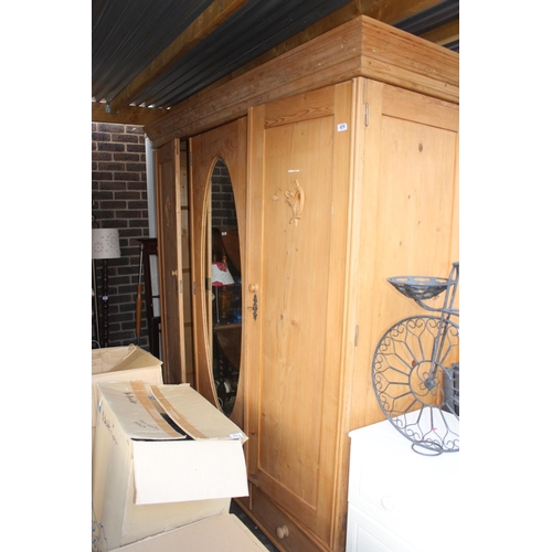 419 - Large Triple Pine Wardrobe