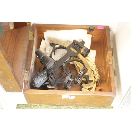 58 - A D Shackman & Sons of London sextant, no. 3798, with original case and examination document dated