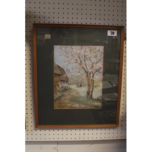 70 - Framed Watercolour 'Bell House' dated 1975